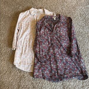L.L. Bean Floral Blouses - tunic style, set of two